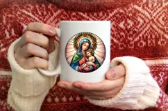 Stained Glass Christmas Round Ornament Sublimation Product Image 3