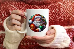 Stained Glass Christmas Round Ornament Sublimation Product Image 3