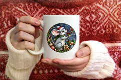 Stained Glass Christmas Round Ornament Sublimation Product Image 3