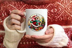 Stained Glass Christmas Round Ornament Sublimation Product Image 3