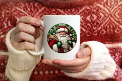 Stained Glass Christmas Round Ornament Sublimation Product Image 3