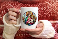 Stained Glass Christmas Round Ornament Sublimation Product Image 3