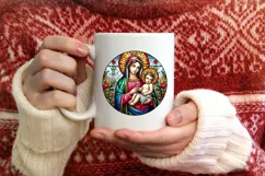 Stained Glass Christmas Round Ornament Sublimation Product Image 3