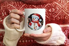 Stained Glass Christmas Round Ornament Sublimation Product Image 3