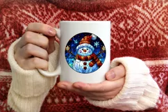 Stained Glass Christmas Round Ornament Sublimation Product Image 3
