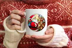 Stained Glass Christmas Round Ornament Sublimation Product Image 3
