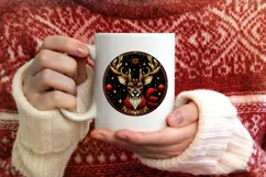 Stained Glass Christmas Round Ornament Sublimation Product Image 3