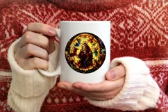 Stained Glass Christmas Round Ornament Sublimation Product Image 3