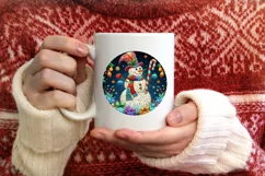 Stained Glass Christmas Round Ornament Sublimation Product Image 3