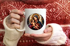 Stained Glass Christmas Round Ornament Sublimation Product Image 3