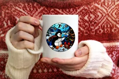 Stained Glass Christmas Round Ornament Sublimation Product Image 3