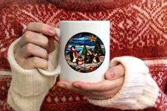 Stained Glass Christmas Round Ornament Sublimation Product Image 3