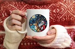 Stained Glass Christmas Round Ornament Sublimation Product Image 3
