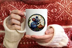 Stained Glass Christmas Round Ornament Sublimation Product Image 3