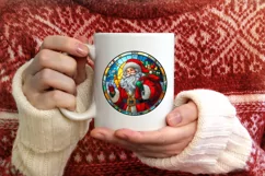 Stained Glass Christmas Round Ornament Sublimation Product Image 3