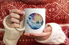 Stained Glass Christmas Round Ornament Sublimation Product Image 3