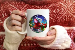 Stained Glass Christmas Round Ornament Sublimation Product Image 3