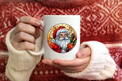 Stained Glass Christmas Round Ornament Sublimation Product Image 3