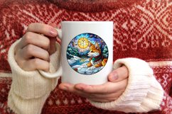 Stained Glass Christmas Round Ornament Sublimation Product Image 3