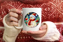 Stained Glass Christmas Round Ornament Sublimation Product Image 3