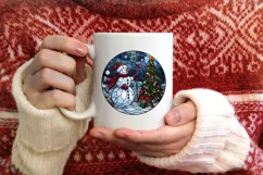 Stained Glass Christmas Round Ornament Sublimation Product Image 3