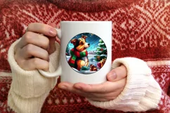 Stained Glass Christmas Round Ornament Sublimation Product Image 3