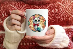 Stained Glass Christmas Round Ornament Sublimation Product Image 3