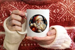 Stained Glass Christmas Round Ornament Sublimation Product Image 3