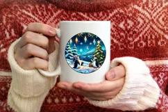 Stained Glass Christmas Round Ornament Sublimation Product Image 3