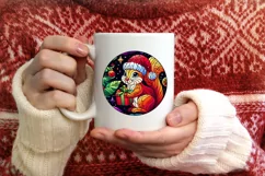 Stained Glass Christmas Round Ornament Sublimation Product Image 3