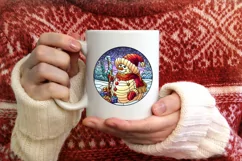 Stained Glass Christmas Round Ornament Sublimation Product Image 3