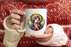 Stained Glass Christmas Round Ornament Sublimation Product Image 3