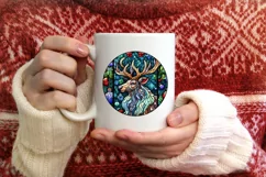 Stained Glass Christmas Round Ornament Sublimation Product Image 3
