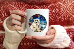 Stained Glass Christmas Round Ornament Sublimation Product Image 3