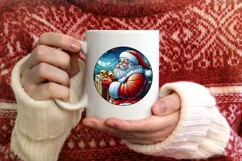 Stained Glass Christmas Round Ornament Sublimation Product Image 3