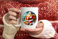 Stained Glass Christmas Round Ornament Sublimation Product Image 3