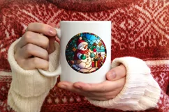 Stained Glass Christmas Round Ornament Sublimation Product Image 3