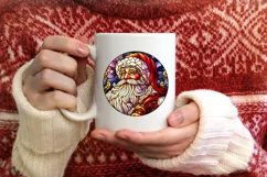 Stained Glass Christmas Round Ornament Sublimation Product Image 3