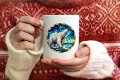 Stained Glass Christmas Round Ornament Sublimation Product Image 3