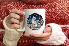 Stained Glass Christmas Round Ornament Sublimation Product Image 3