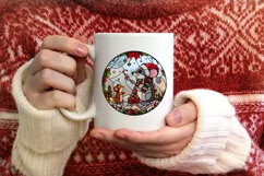 Stained Glass Christmas Round Ornament Sublimation Product Image 3