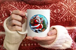 Stained Glass Christmas Round Ornament Sublimation Product Image 3