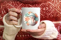 Christmas Round Snow Man Ornament Sublimation Product Image 3