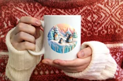 Christmas Round Cute 3D Penguin Ornament Sublimation Product Image 3