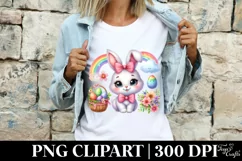 Easter Bunny Egg Flower, Clipart |T-shirt, Mug PNG Product Image 3