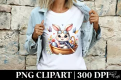 Easter Bunny In a Boat with Presents Flower, Clipart Product Image 4
