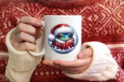 Watercolor Christmas Frog Portrait Round Ornament Product Image 4