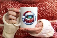 Watercolor Christmas Frog Portrait Round Ornament Product Image 4