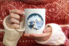 Lamb Smiling Round Ornament Sublimation PNG Product Image 3