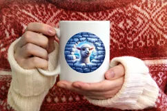 Icy Wall Round Sticker Winter Ornament Sublimation PNG Product Image 3